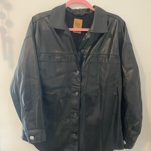 GAP Black vegan leather shacket